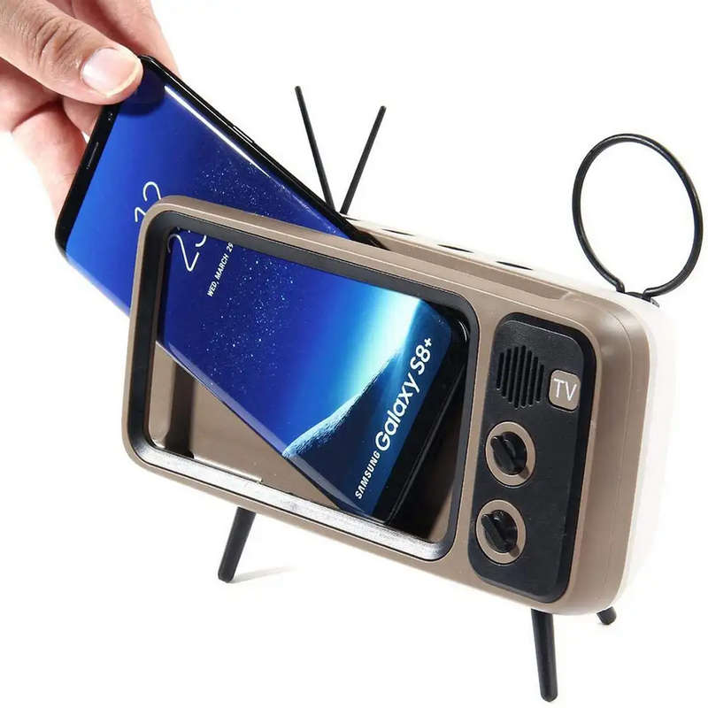 Bluetooth Speaker Stereo and Phone Dock Vintage Inspired TV Shape