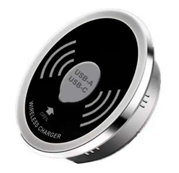 Embedded 10W Qi Desktop Fast Wireless Charger with USB Ports
