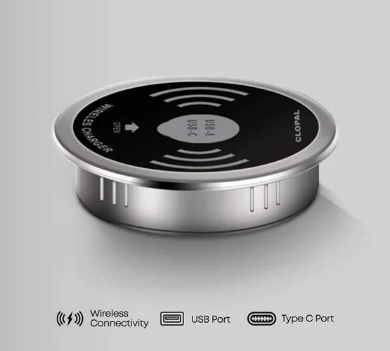 Embedded 10W Qi Desktop Fast Wireless Charger with USB Ports