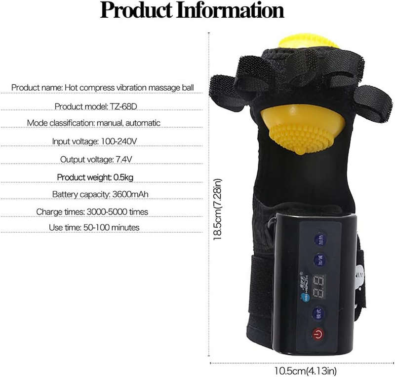 Infrared Hot Compress Hand Massager Ball Rechargeable for Stroke Patients