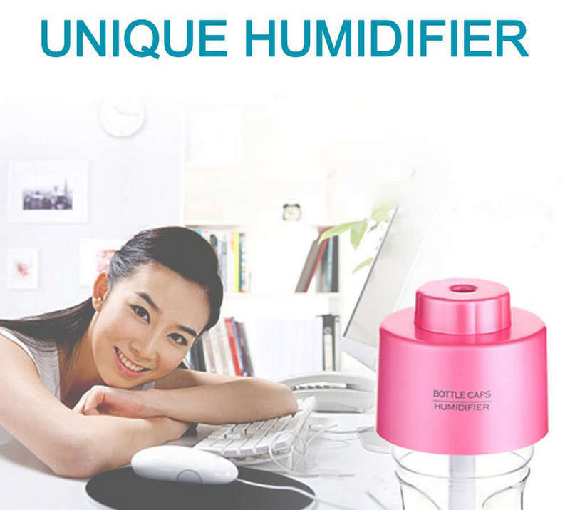 Mini Night Light Water Bottle Cap USB Air Humidifier pink