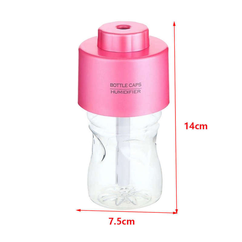 Mini Night Light Water Bottle Cap USB Air Humidifier pink