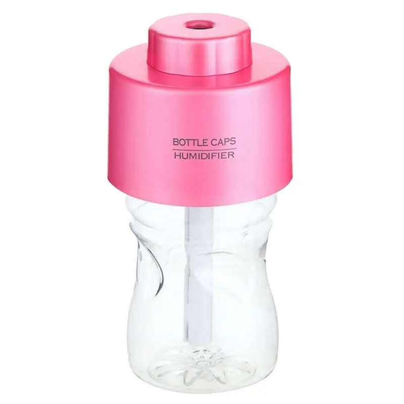 Mini Night Light Water Bottle Cap USB Air Humidifier pink