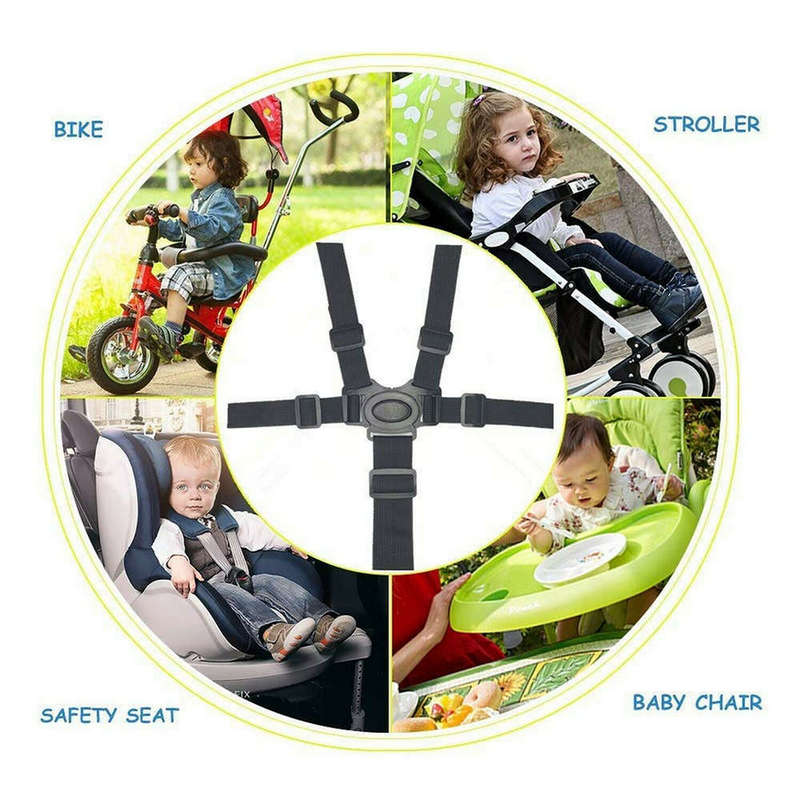 Baby Universal 5 Point Harness Belt Adjustable Strap for Stroller Black