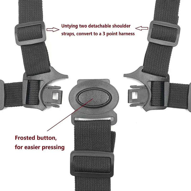 Baby Universal 5 Point Harness Belt Adjustable Strap for Stroller Black