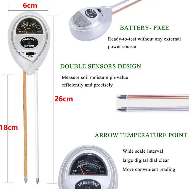 3-in-1 Gardening Soil Tester SunLight Moisture Meter & pH