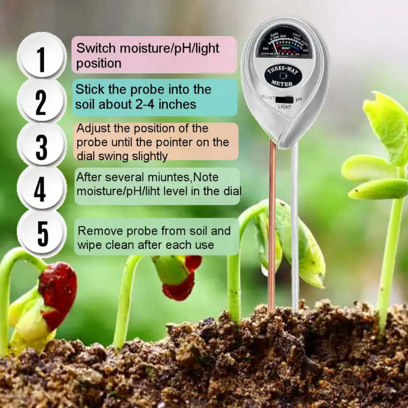 3-in-1 Gardening Soil Tester SunLight Moisture Meter & pH