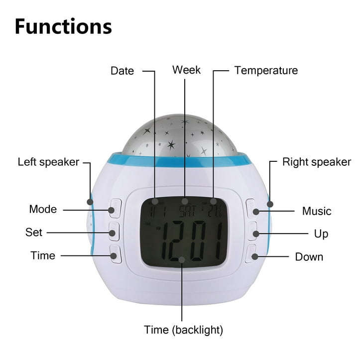 Kids Sky Star Light Projection Alarm Clock
