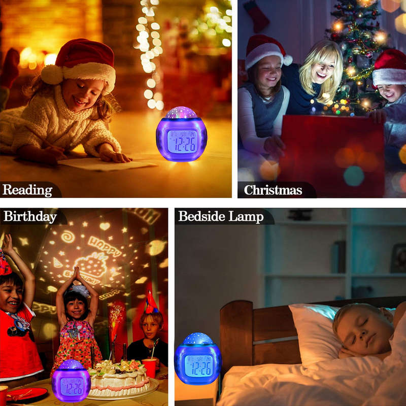 Kids Sky Star Light Projection Alarm Clock