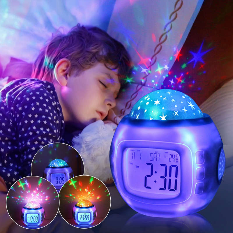 Kids Sky Star Light Projection Alarm Clock
