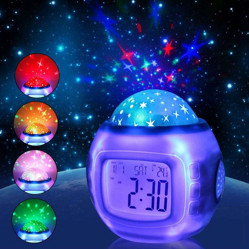 Kids Sky Star Light Projection Alarm Clock