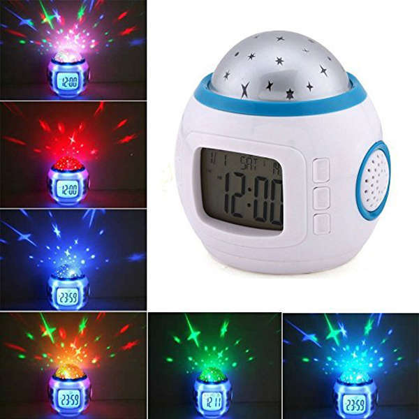Kids Sky Star Light Projection Alarm Clock