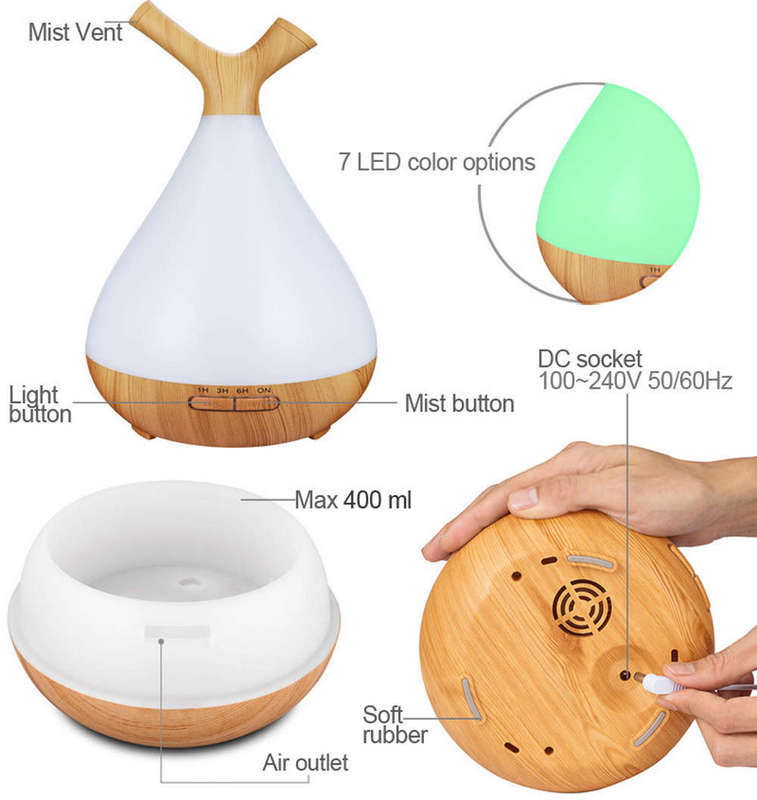 7 Colours Wood Grain Branch Essential Oil Diffuser 400ml