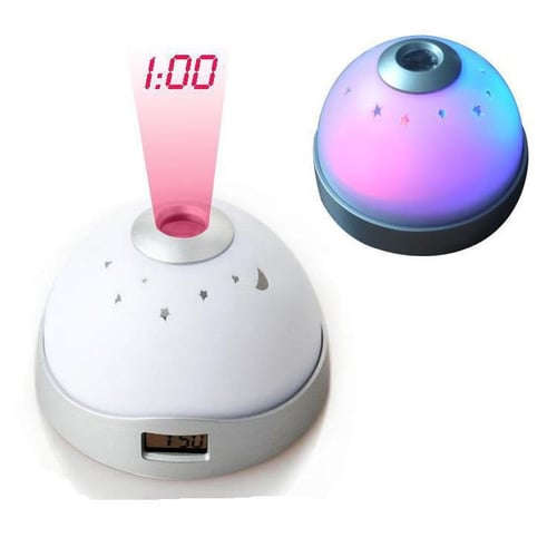 Fluorescent Kids Night Sky Moon Stars Projection Digital Clock
