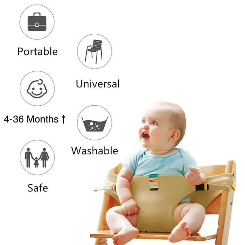 Portable Baby Chair Safety Seat Harness Belt Khaki