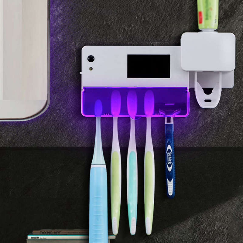 Solar Rechargeable UV Toothbrush Sterilizer Holder Squeezer