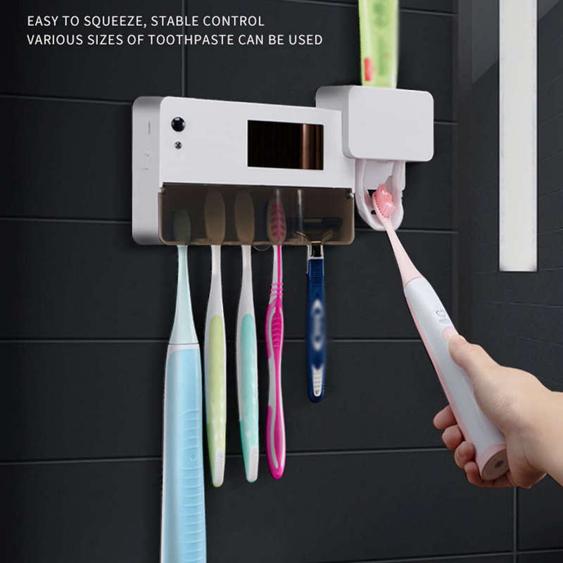 Solar Rechargeable UV Toothbrush Sterilizer Holder Squeezer