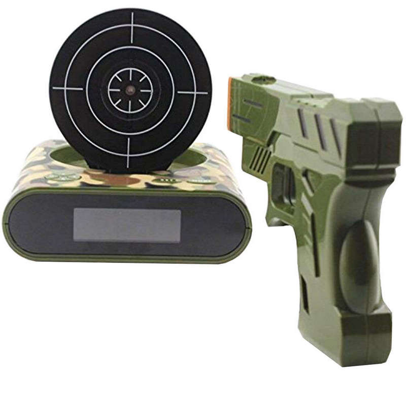 Lock N' Load Gun Target Alarm Clock Green
