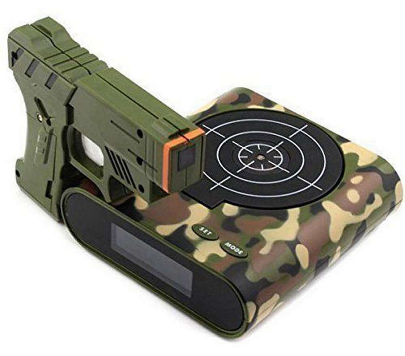 Lock N' Load Gun Target Alarm Clock Green