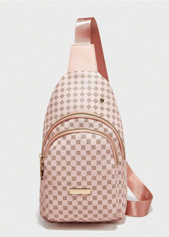 Stylish PU Leather Double-layer Polka Dot Simple Crossbody Bag [ Pink ]