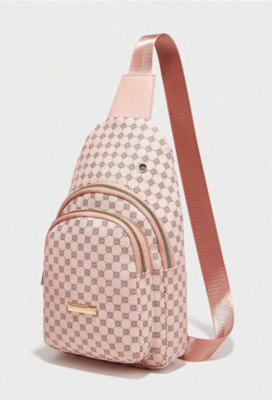 Stylish PU Leather Double-layer Polka Dot Simple Crossbody Bag [ Pink ]