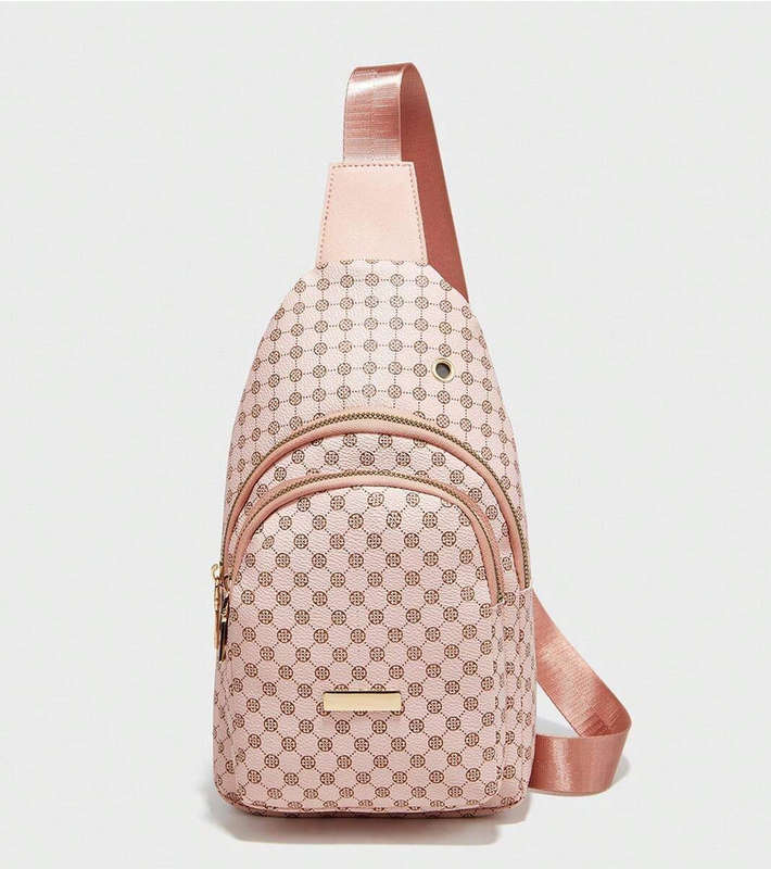 Stylish PU Leather Double-layer Polka Dot Simple Crossbody Bag [ Pink ]
