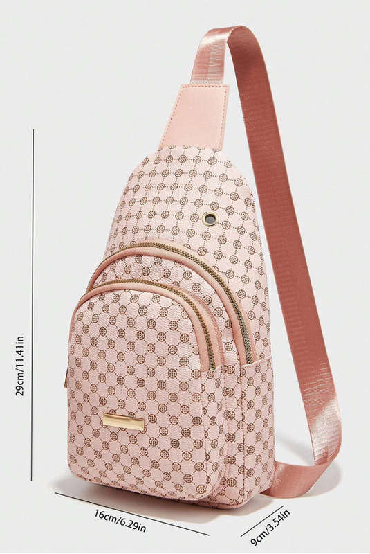 Stylish PU Leather Double-layer Polka Dot Simple Crossbody Bag [ Pink ]