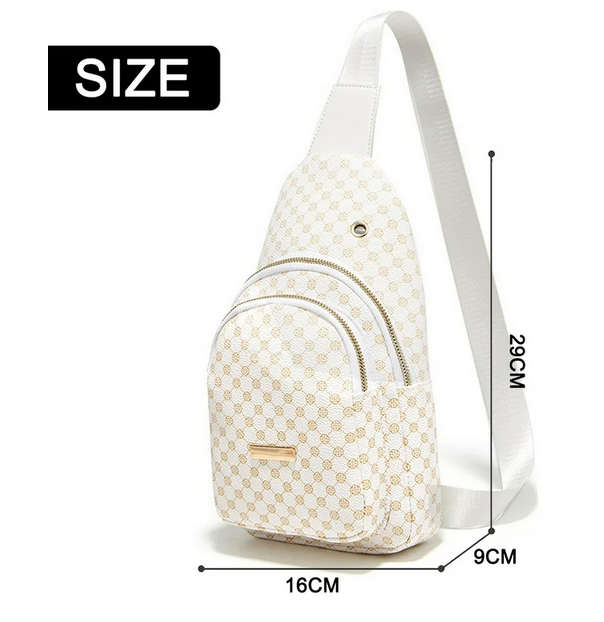 Stylish PU Leather Double-layer Polka Dot Simple Crossbody Bag [ White ]