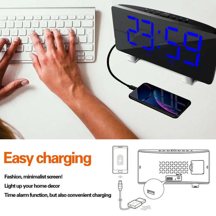 Digital Big LED Clock USB Chord Harmonic Sound Alarm