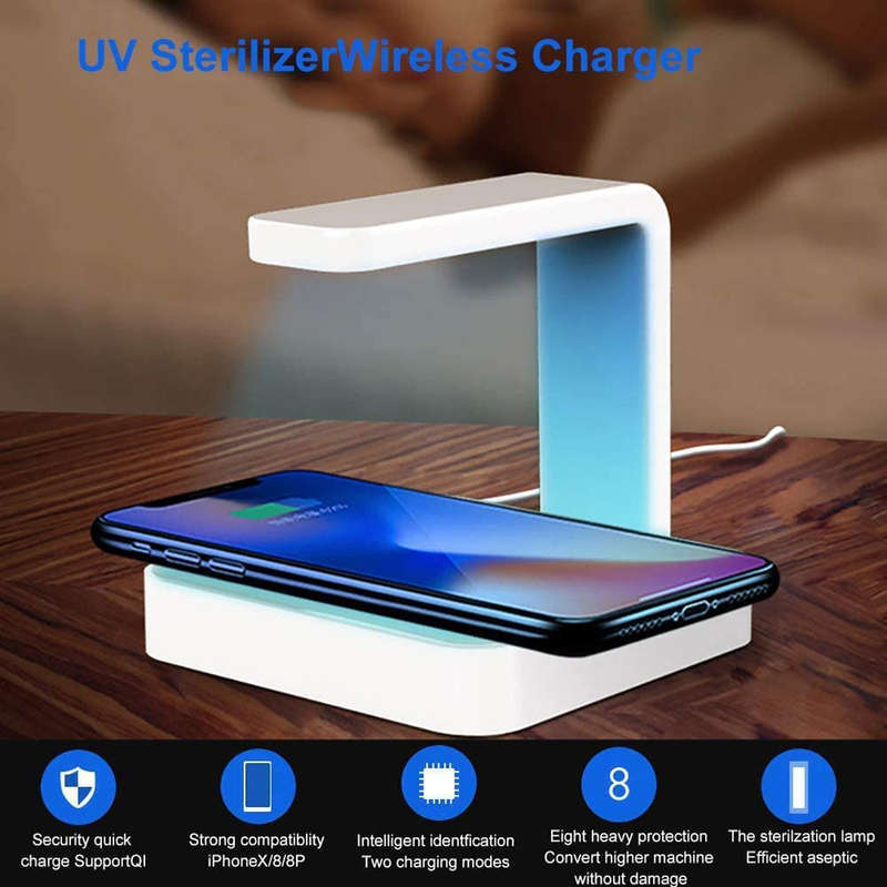 2-in-1 QI Fast Wireless Charger & UV Sanitizer Sterlizer Lamp