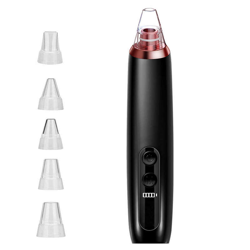 Blackhead Remover Vacuum Cleaner with 6 Sucker Heads Black
