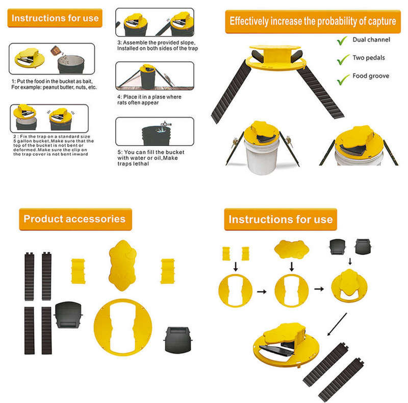 Flip Slide Bucket Lid Rat Trap Auto Reset Mouse Trap