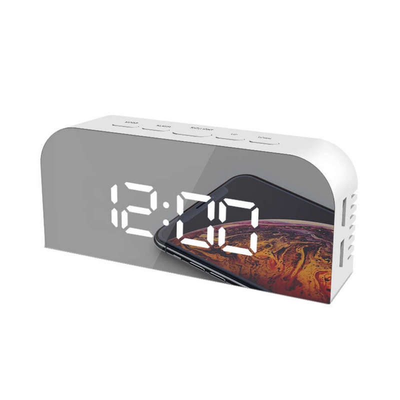 LED Mirror Clock with Alarm Snooze