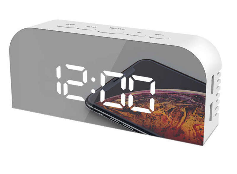 LED Mirror Clock with Alarm Snooze