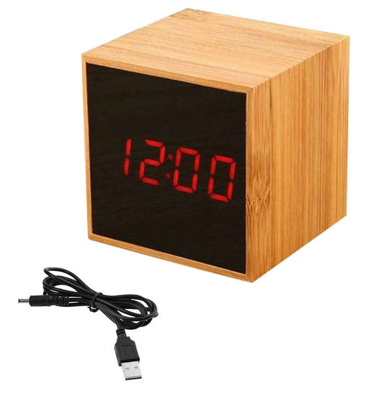 LED Cube Alarm Clock With Voice Activated wake up