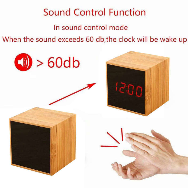 LED Cube Alarm Clock With Voice Activated wake up