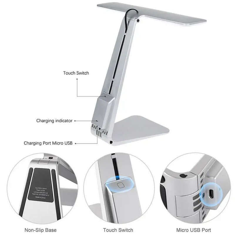 Ultra-Thin LED Charging Desk Lamp with 3 Brightness