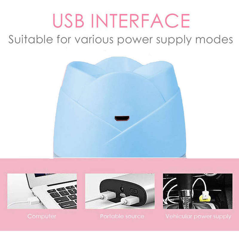 Rose shape Mini spray Humidifier USB powered (Blue)