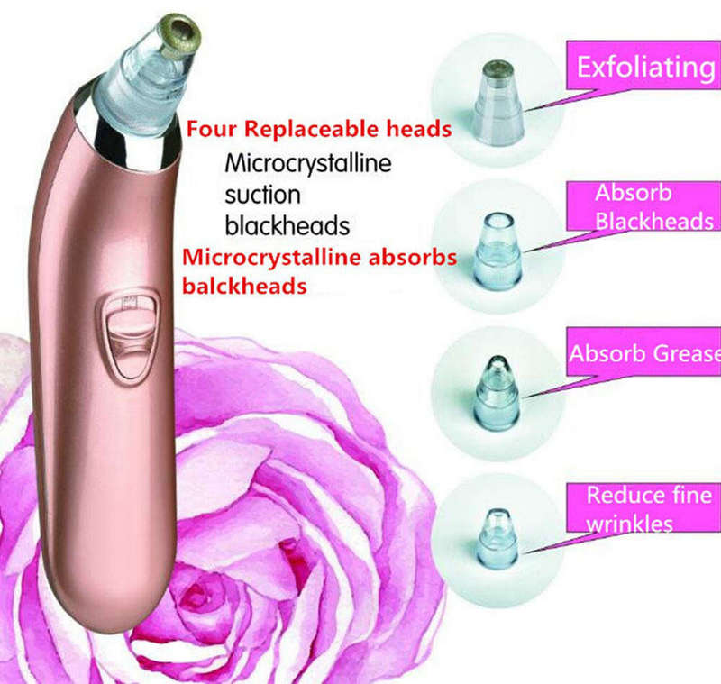 Blackhead Remover Pore Vacuum Cleaner with 4 Sucker Heads  (Rose Gold)