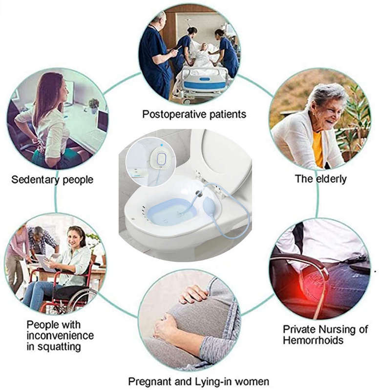 Foldable Bidet Sitz Bath Tub with Flusher for Postpartum Care Blue