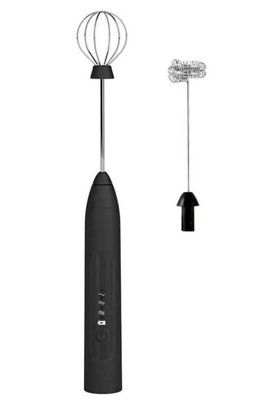 Handheld Electric USB 3-Speed Milk Frother Egg Blender with 2 Heads