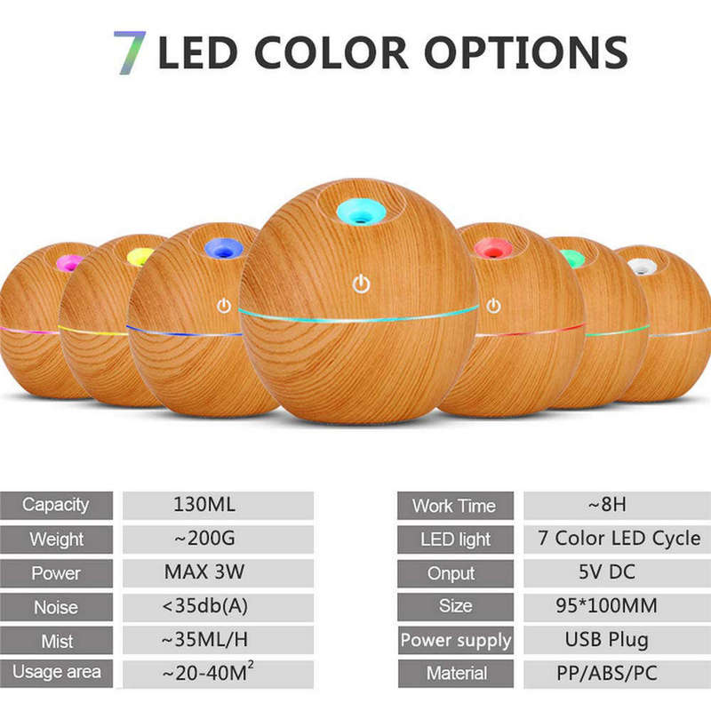 130ml Wood Grain Essential Oil Diffuser
