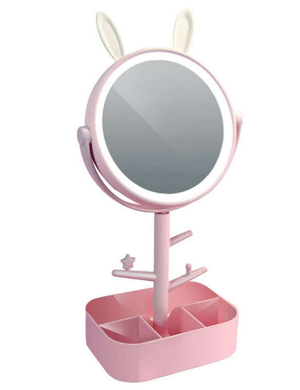 Fashion LED Vanity Mirror Pink 180 Degree Rotation