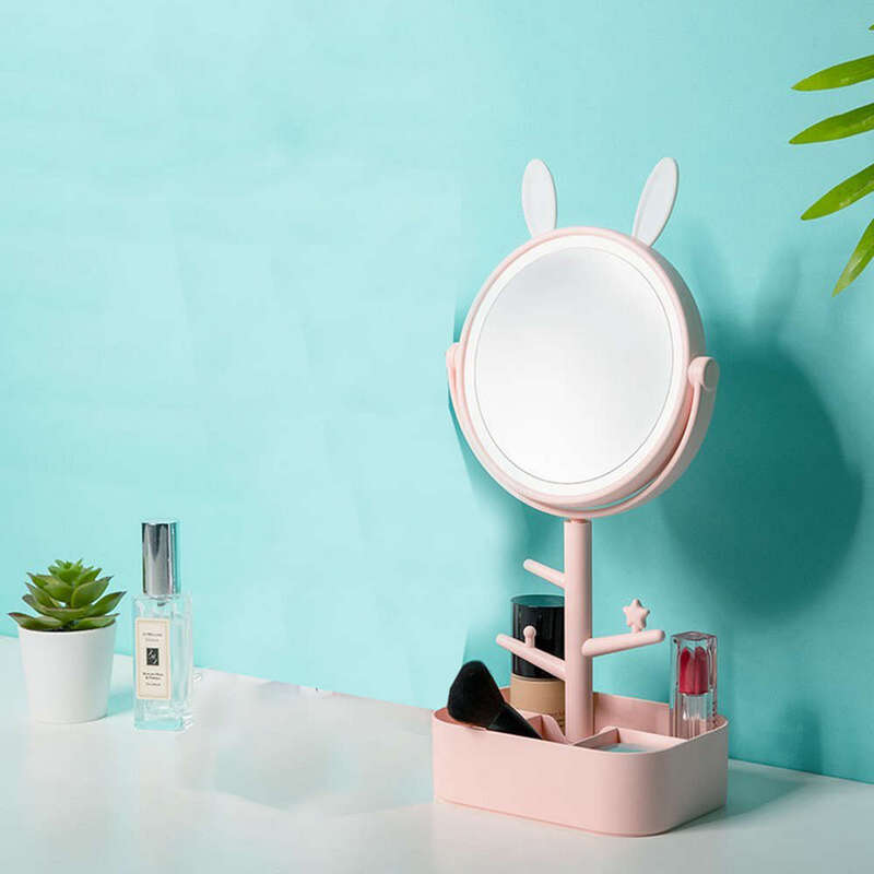 Fashion LED Vanity Mirror Pink 180 Degree Rotation
