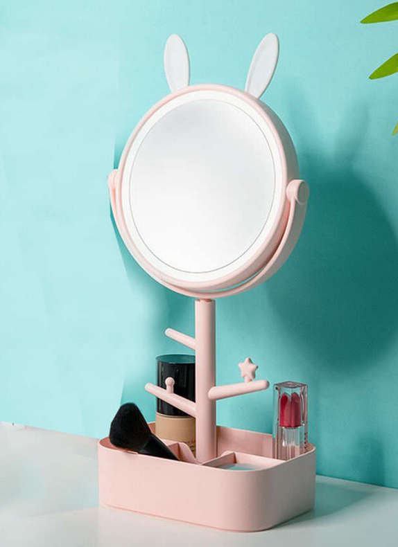 Fashion LED Vanity Mirror Pink 180 Degree Rotation