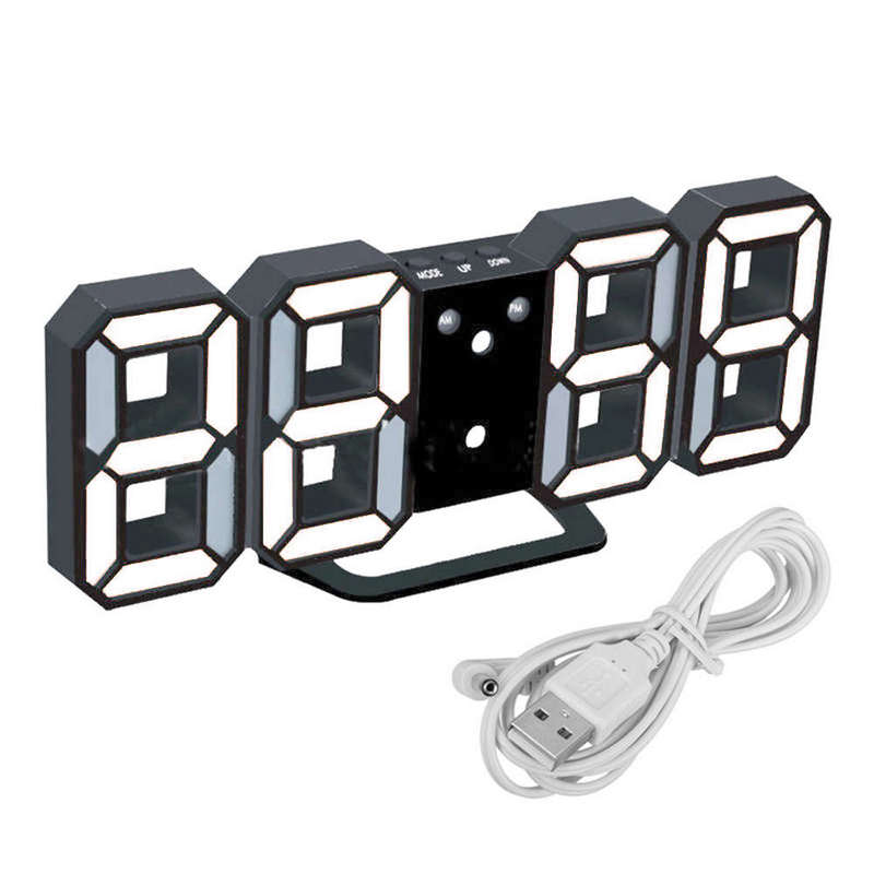 3D Modern Digital LED Table Desk Wall Alarm Clock