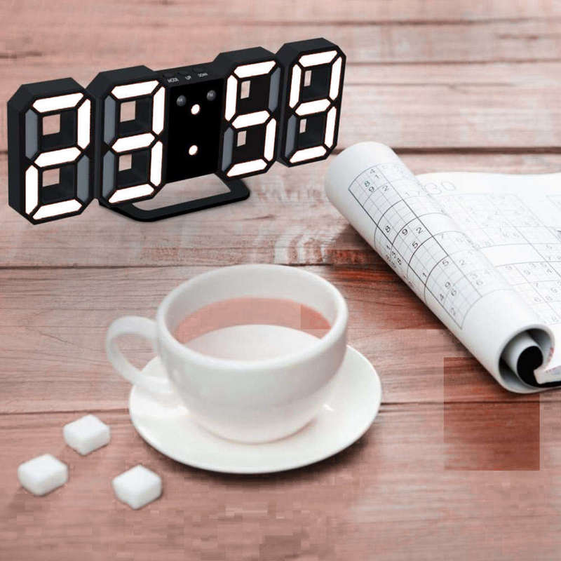 3D Modern Digital LED Table Desk Wall Alarm Clock