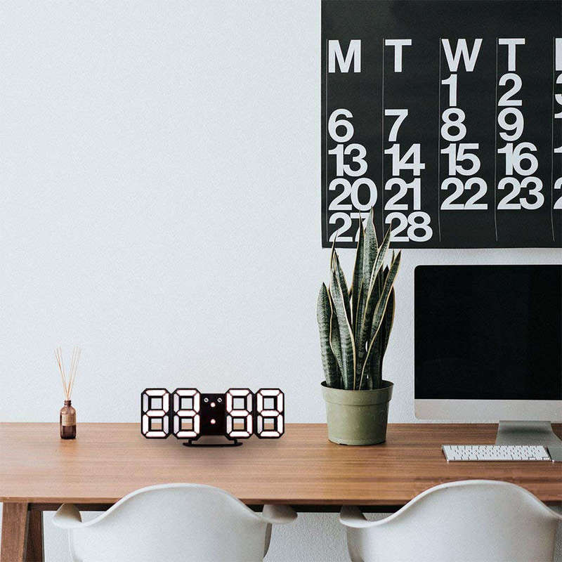 3D Modern Digital LED Table Desk Wall Alarm Clock