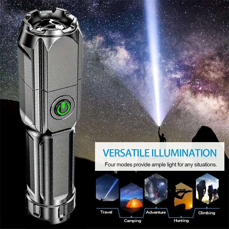 Ultra-Bright LED Flashlight Torch Rechargeable Zoomable with 3 Modes