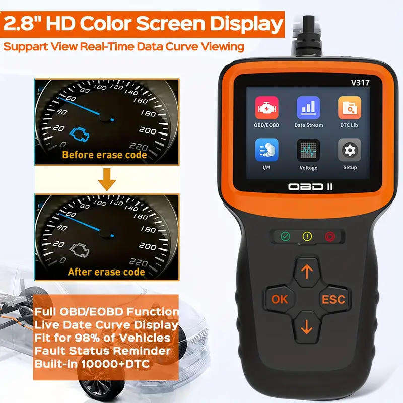 OBDII 2.8 inch Color Car Fault Detector Code Reader OBD2 Scanner Diagnostic Tool